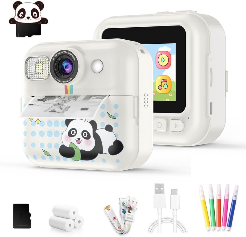 BOFIDAR Kids Camera Instant Print, Christmas Birthday Gifts for Girls Age 3-10, Toy for 3 4 5 6 7 8 9 10 Year Old Girls with 3 Roller Photo Paper (White) - Image 1